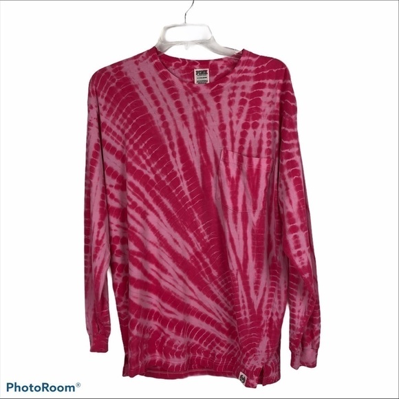 PINK VICTORIA’S SECRET Women’s Pullover Top Sz Small Tie Dye Pink Stretch - Picture 1 of 9